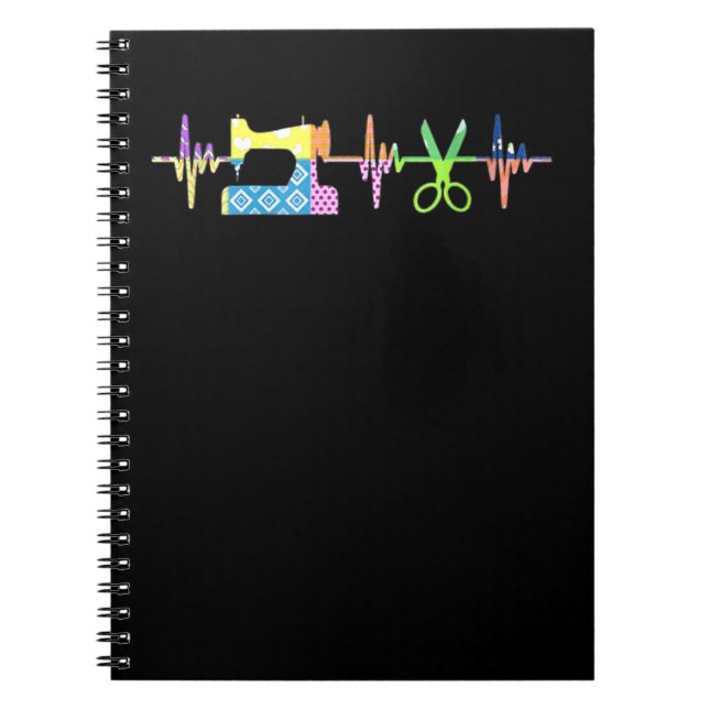 Quilter Sewing Heartbeat - Quilting Lover Notebook (Front)