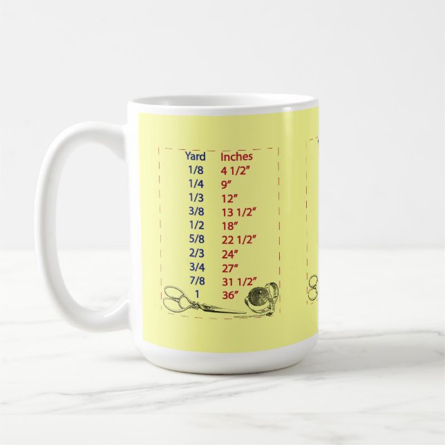 Quilters and Sewers Yard Measurements Coffee Mug (Left)