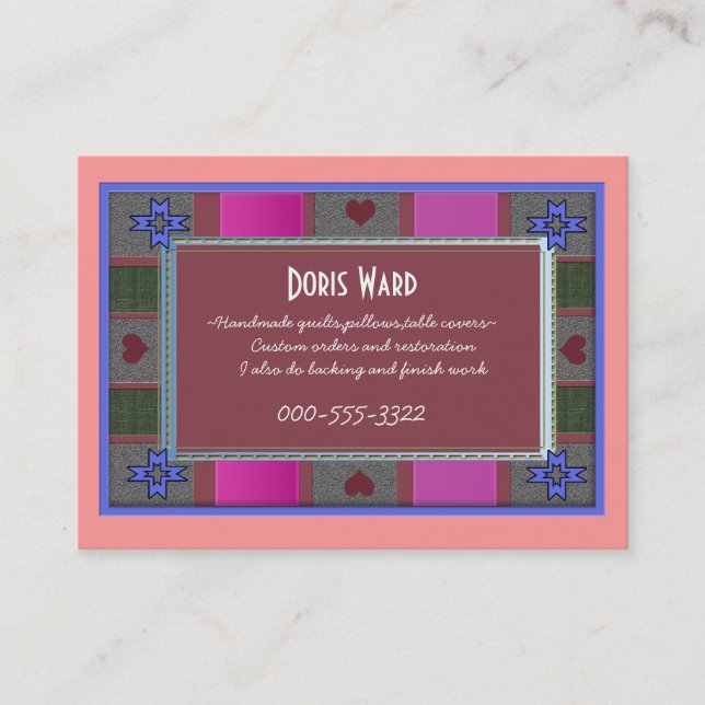 quilter's delight business card (Front)