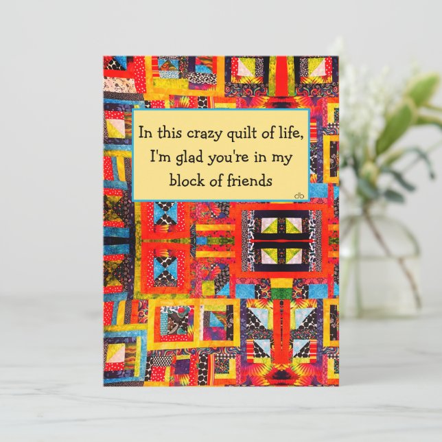 Quilters friend message, quilt guild group, card (Standing Front)