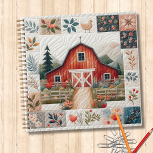 Quilter's Notebook Red Barn Patchwork