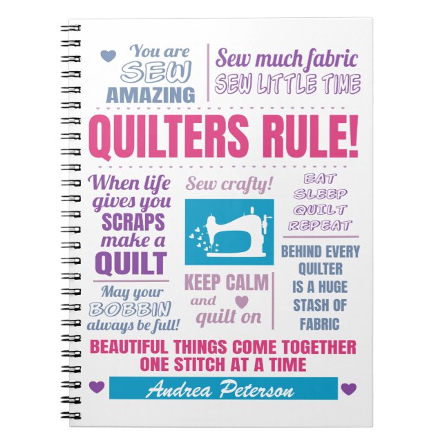 Quilters Quilting Quote Notebook (Front)
