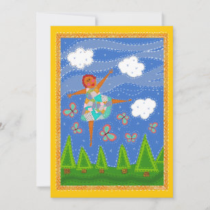 Quiltie red head girl 5x7 flat card