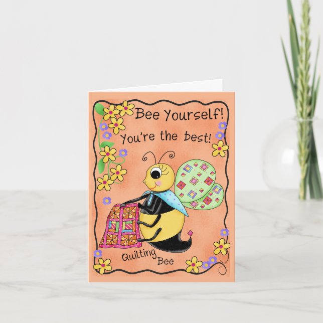 Quilting Bee Whimsy Honey Bee Yourself Art Card (Front)