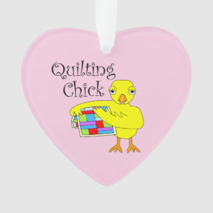 Quilting Chick Text Ornament