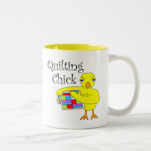 Quilting Chick Text Two-Tone Coffee Mug