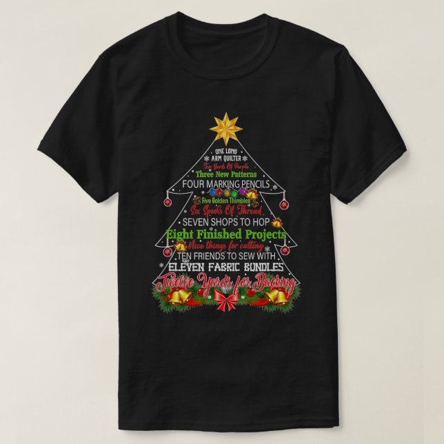 Quilting Christmas Tree  One Long Arm Quilter  T-Shirt (Design Front)
