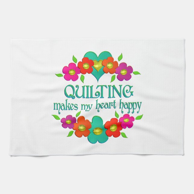Quilting Heart Happy Tea Towel (Horizontal)