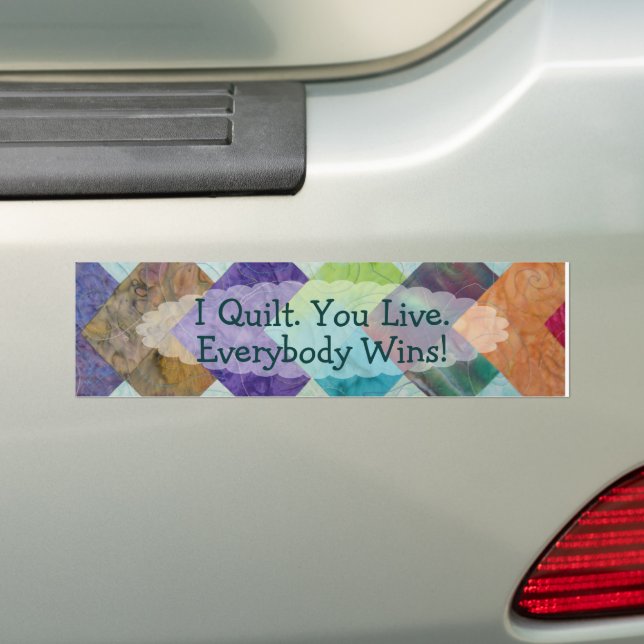 Quilting Humour Bumper Sticker (On Car)