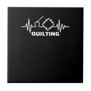 Quilting Pulse Premium Funny Quilting Lovers Ceramic Tile