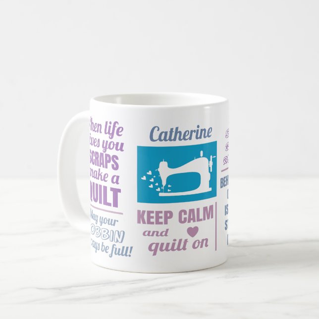 Quilting Quotes Personalised Coffee Mug (Front Left)