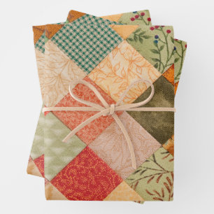 Quilting Squares Colourful Collage Pattern   Wrapping Paper Sheet