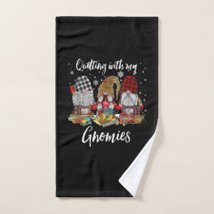 Quilting With My Gnomies Christmas Gnomes Holiday Hand Towel