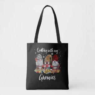 Quilting With My Gnomies Christmas Gnomes Holiday Tote Bag