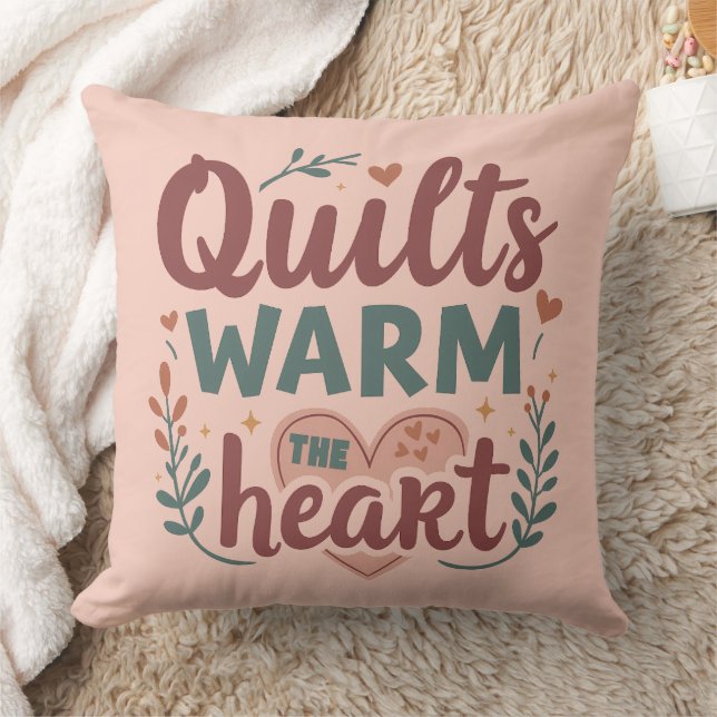 "Quilts Warm The Heart" Cosy Quilting Cottagecore Cushion (Blanket)