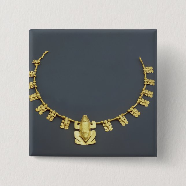 Quimbaya necklace with frogs, from Colombia 15 Cm Square Badge (Front)