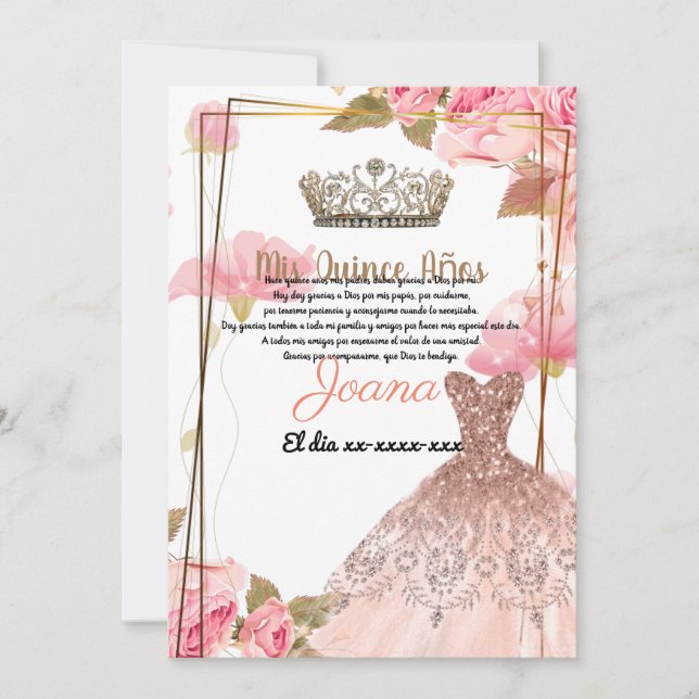 Quince años  invitation (Front)