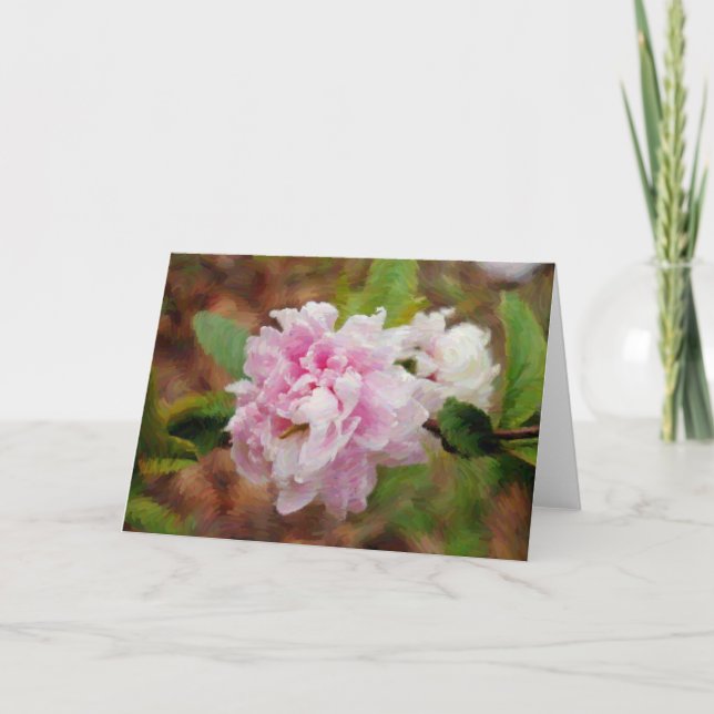 Quince Blossom Gouache Art Note Card (Front)