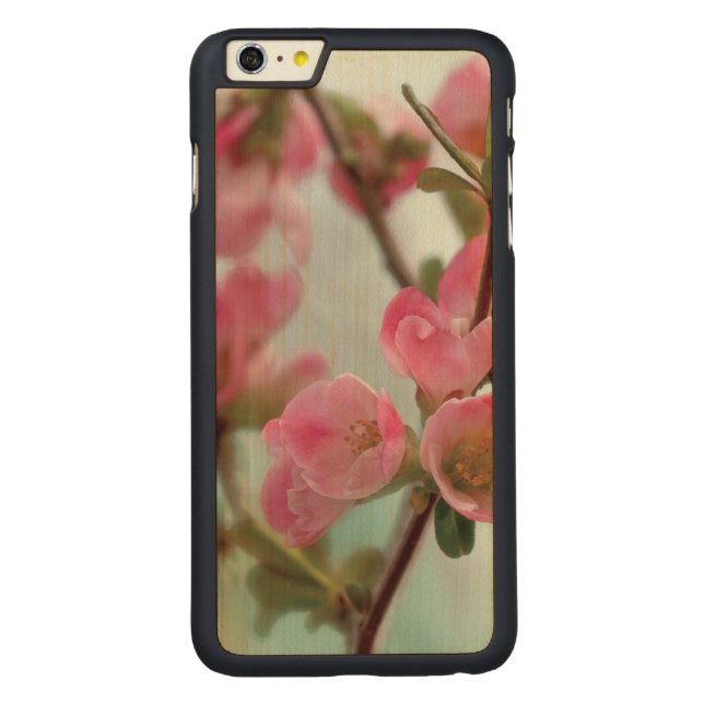 Quince Blossoms Carved Wood iPhone Case (Back)