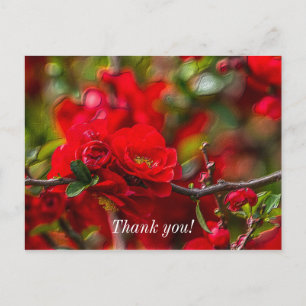 Quince Branch Painterly Thank You Postcard
