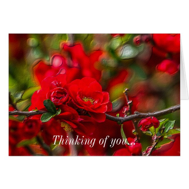 Quince Branch Painterly Thinking Of You Card (Front Horizontal)