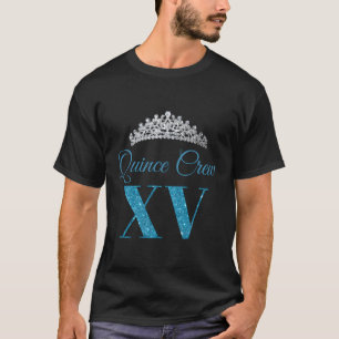 Quince Crew Xv Blue Sparkle Quinceanera T-Shirt