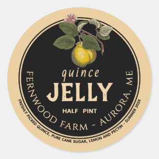 Quince Jelly Preserves Black Kraft Vintage Sticker