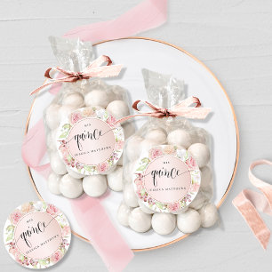 Quince, Spanish, Pink, Blush Rose Gold Floral Classic Round Sticker