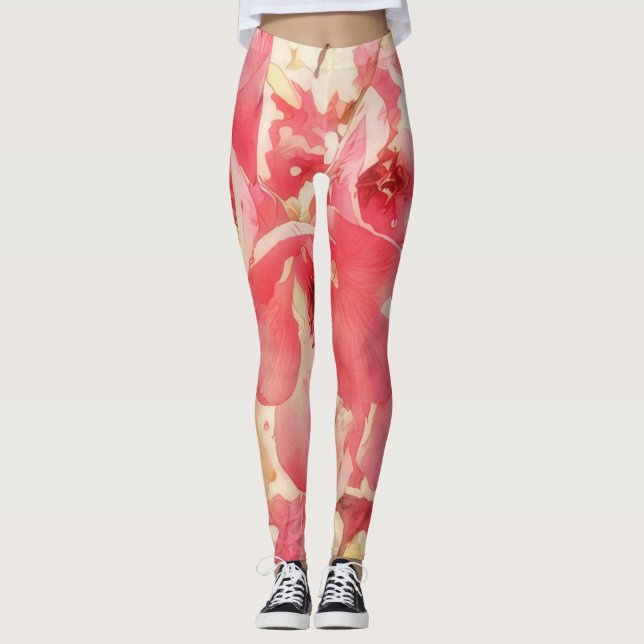 Quince Spring Blossom Flower Art Leggings (Front)