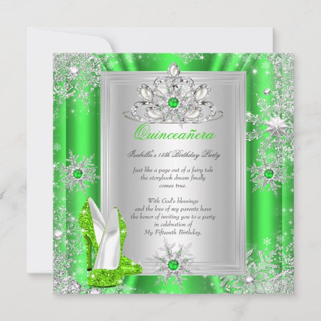 Quinceanera 15 Birthday Party Lime Green Heels 2 Invitation (Front)
