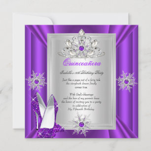 Quinceanera 15 Birthday Party Purple Heels Invitation
