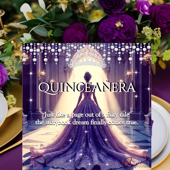 Quinceanera 15th Birthday Castle Purple Dress Invitation (Creator Uploaded)