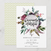 Quinceanera 15th birthday feathers floral