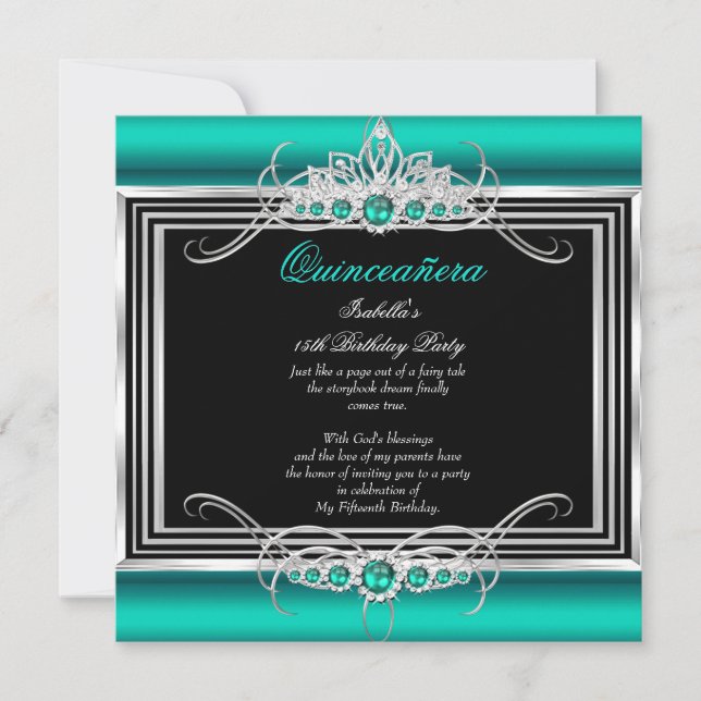 Quinceanera 15th Birthday Jade Green Emerald 2 Invitation (Front)