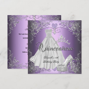 Quinceanera 15th Birthday Lilac Purple Invitation