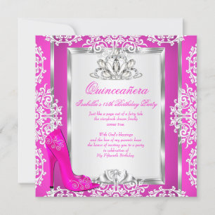 Quinceanera 15th Birthday Magical Hot Pink Shoe Invitation
