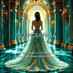 Quinceanera 15th Birthday Palace Aqua Teal Jade Invitation