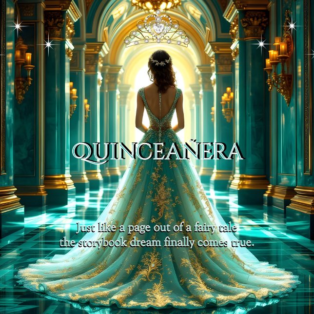 Quinceanera 15th Birthday Palace Aqua Teal Jade Invitation (Creator Uploaded)