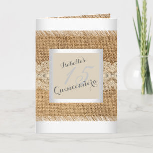 Quinceanera 15th Birthday Party beige lace Burlap Invitation