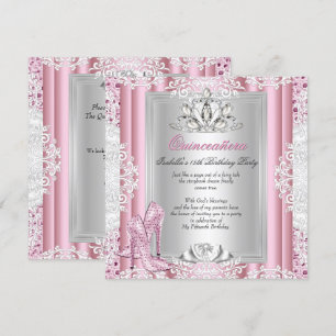 Quinceanera 15th Birthday Party Light Pink Shoes 3 Invitation