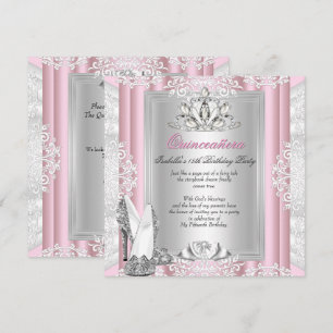 Quinceanera 15th Birthday Party Light Pink Shoes Invitation