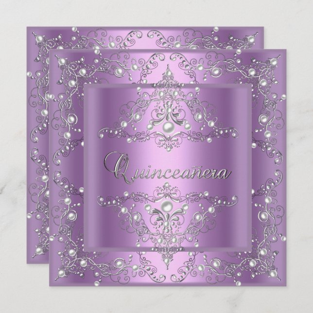 Quinceanera 15th Birthday Party Lilac Pearl Invitation (Front/Back)