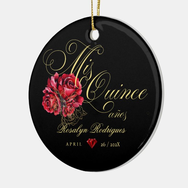 Quinceanera 15th Birthday Party Personalised  Ceramic Ornament (Left)