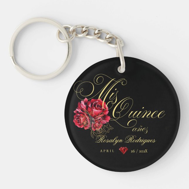 Quinceanera 15th Birthday Party Personalised  Key Ring (Front)