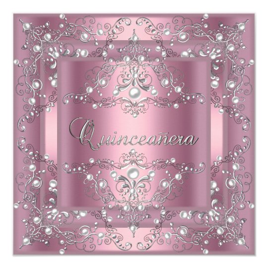 Quinceanera 15th Birthday Party Pink Pearl Card