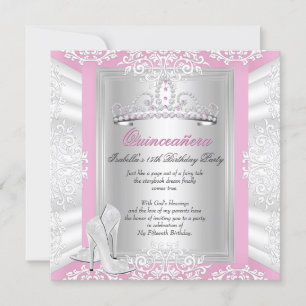 Quinceanera 15th Birthday Party Pretty Pink Invitation