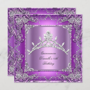 Quinceanera 15th Birthday Party Purple Invitation