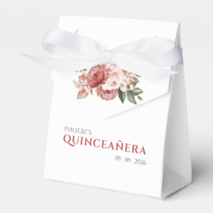 Quinceanera 15th Birthday Pink Floral Botanical Favour Box