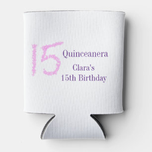 Quinceanera 15th birthday pink glitter template can cooler