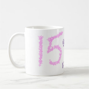 Quinceanera 15th birthday pink glitter template coffee mug